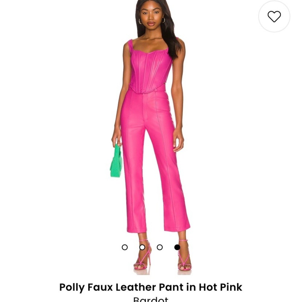 Bardot Faux Leather Bustier and Pant Hot Pink- size M